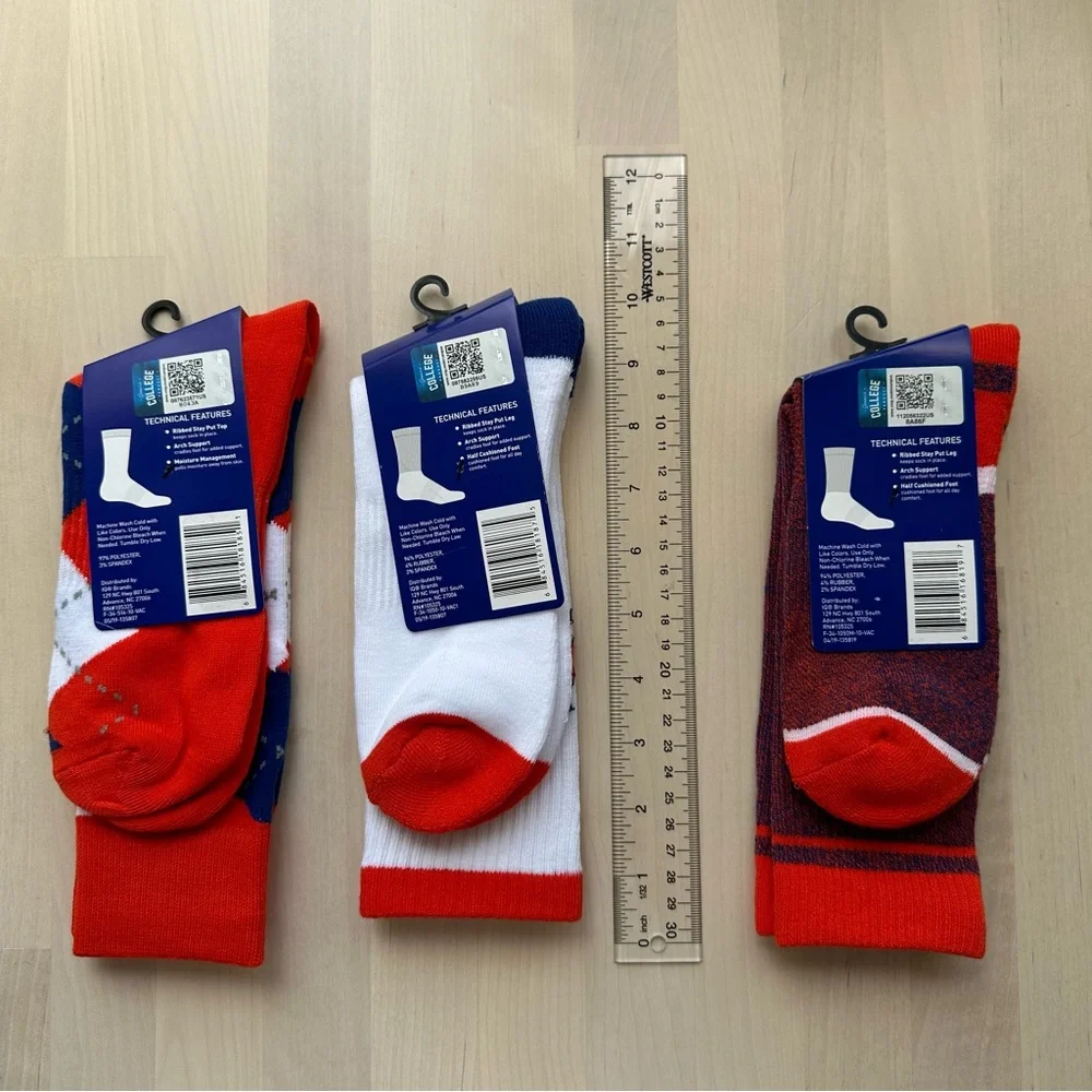 TCK UVA University of Virginia 3 Pairs Collegiate Crew Socks Bundle
